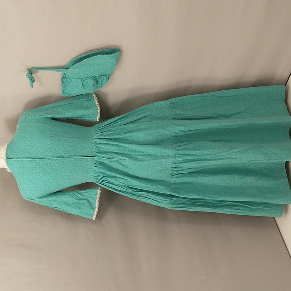 Reenactment Calico Cotton Prairie Dress Handmade OOAK 19th Century Look Costume - Picture 5 of 10